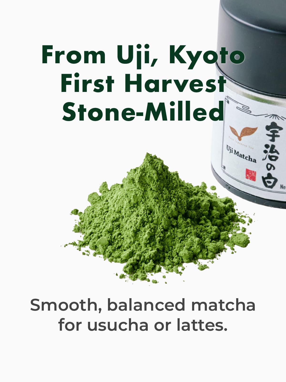TAGASHIRA CHAHO open tin with vibrant green matcha powder ready to use