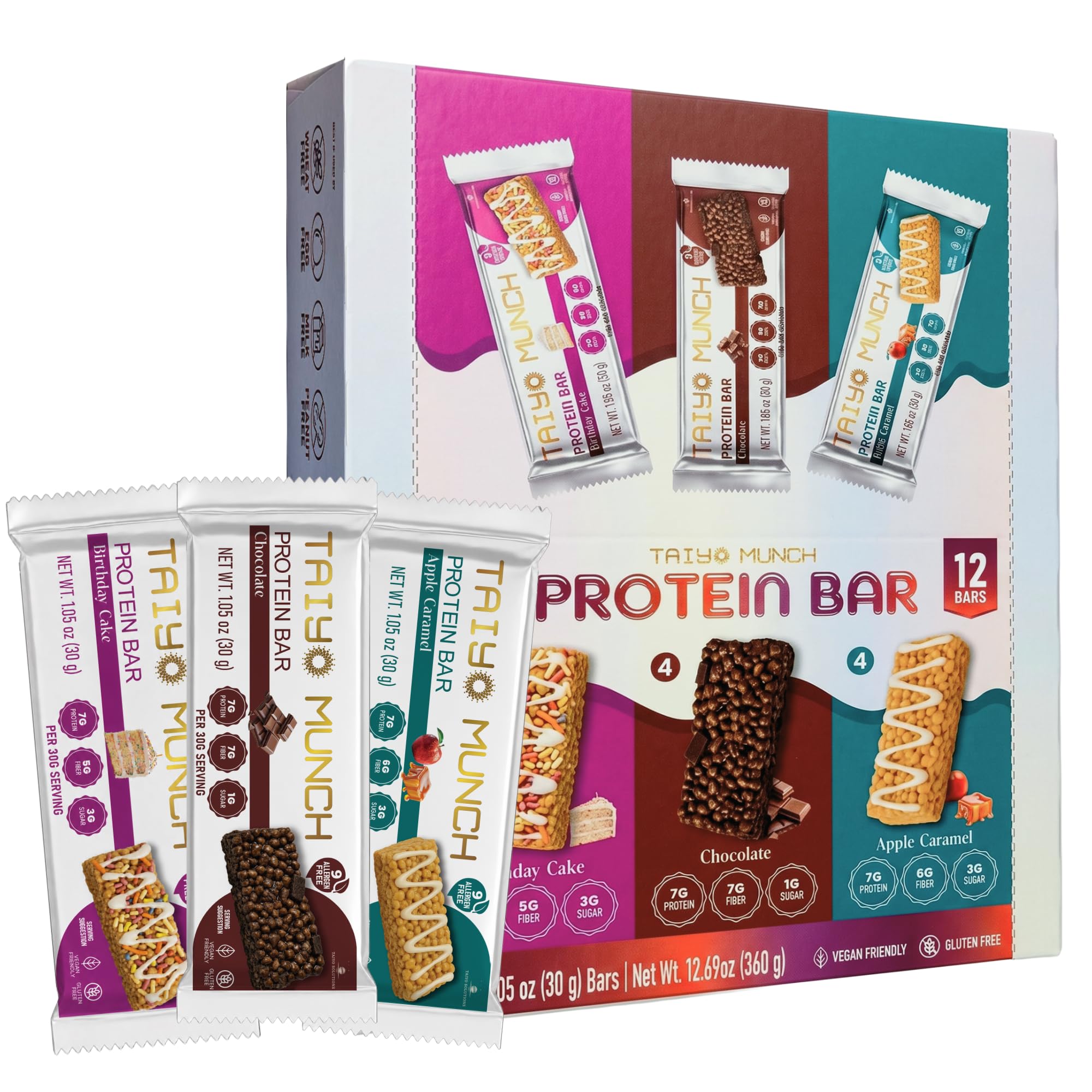 Taiyo Munch front packaging showing variety pack and school-safe benefit