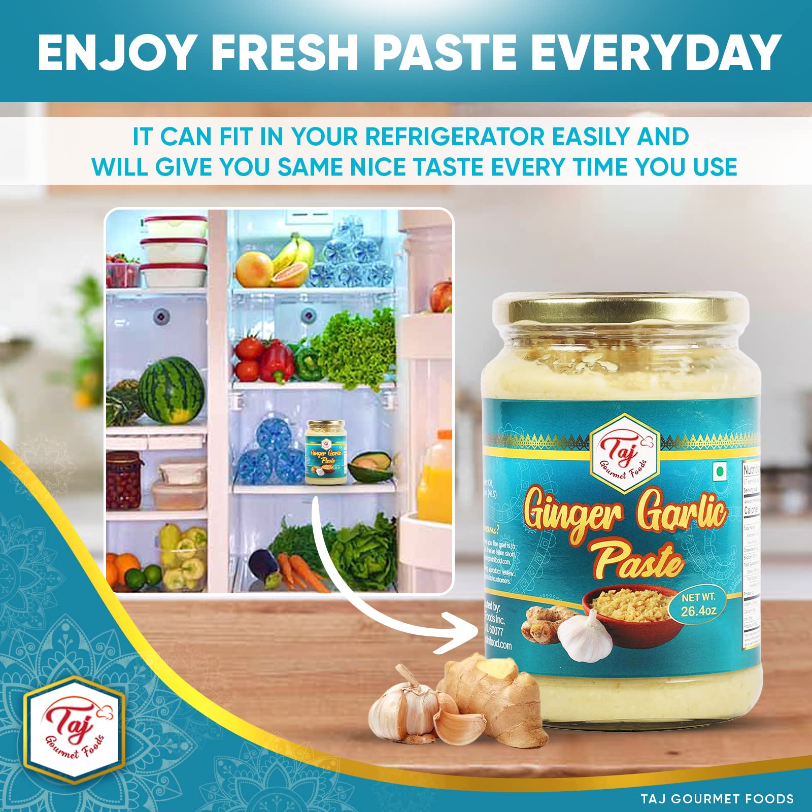 TAJ spoon serving paste into pan to illustrate convenient ready-to-use benefit