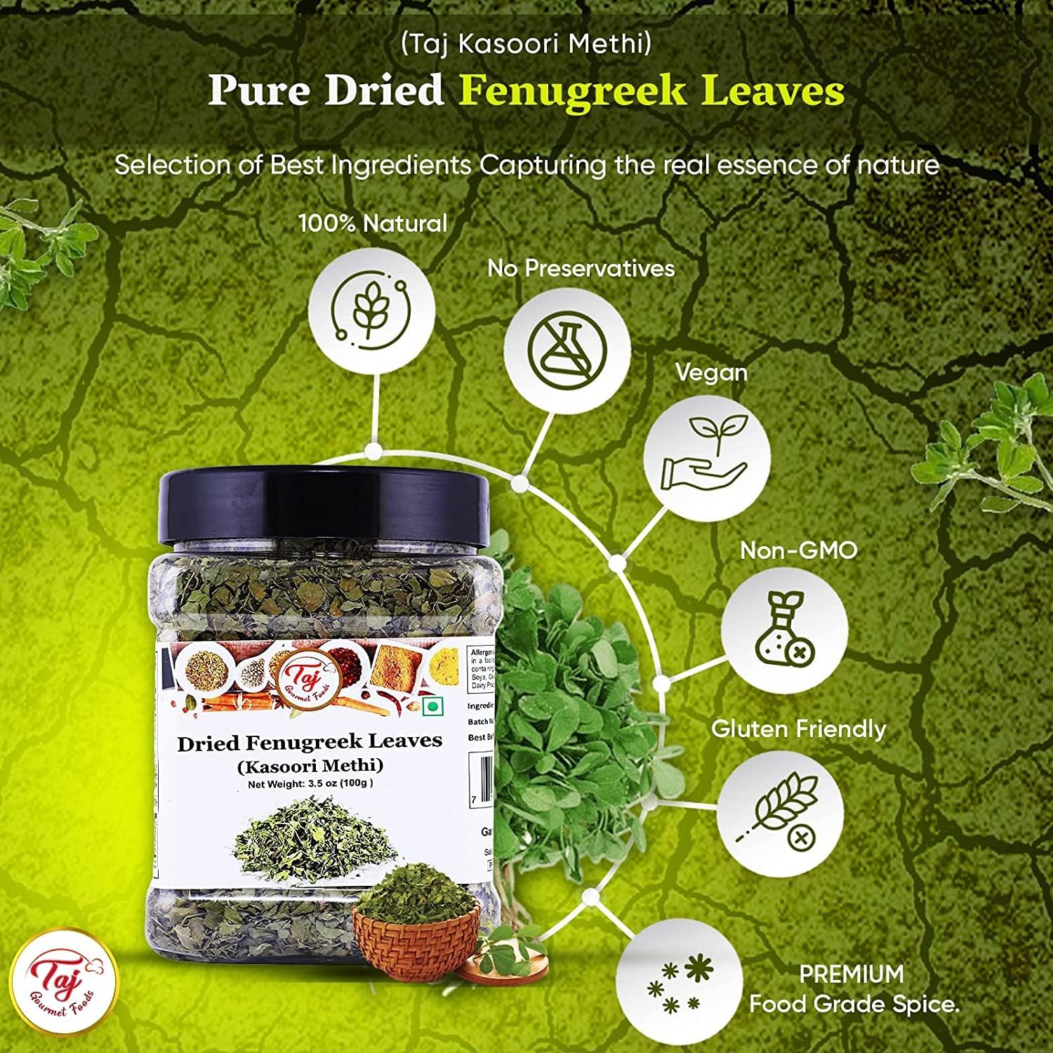 TAJ kasoori methi sprinkled on curry adding fragrant finish