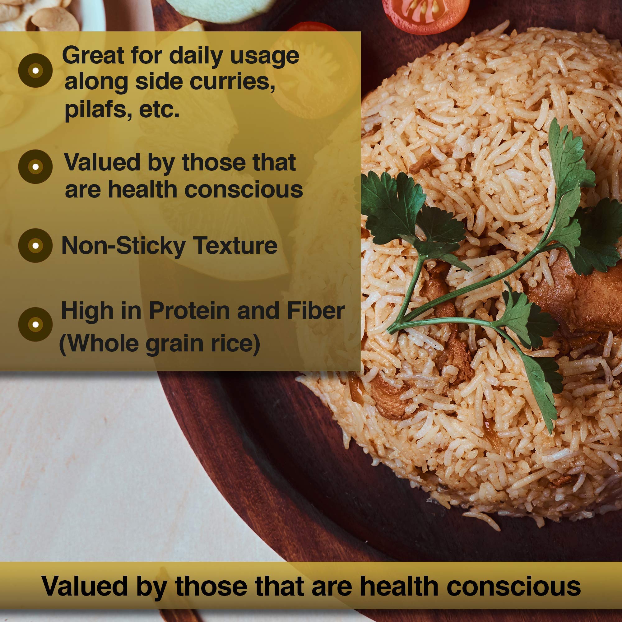 TAJ Gourmet open bag pouring rice demonstrating easy access and bulk value