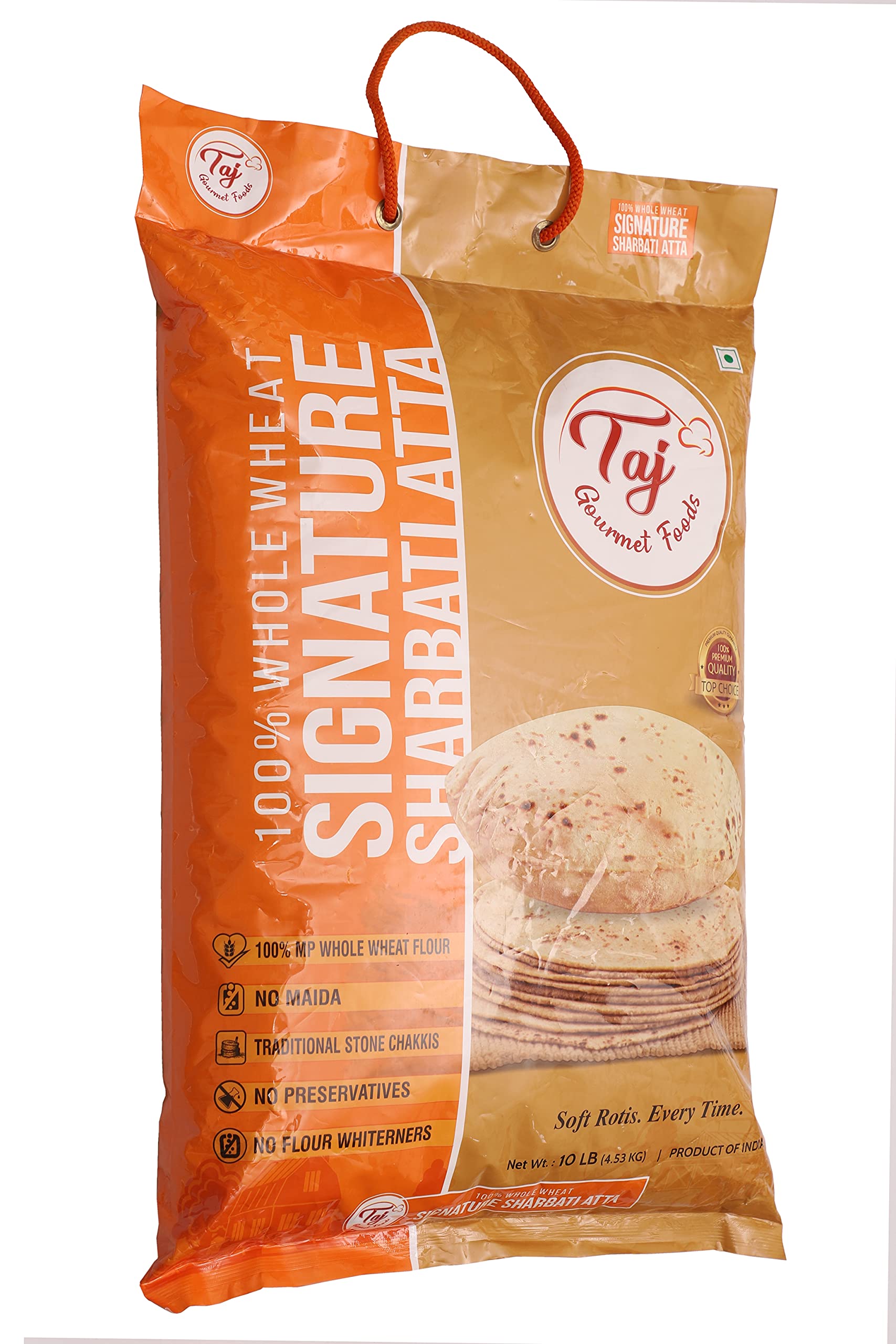 TAJ Gourmet Foods lifestyle kitchen scene with chapatis and ingredients illustrating everyday use