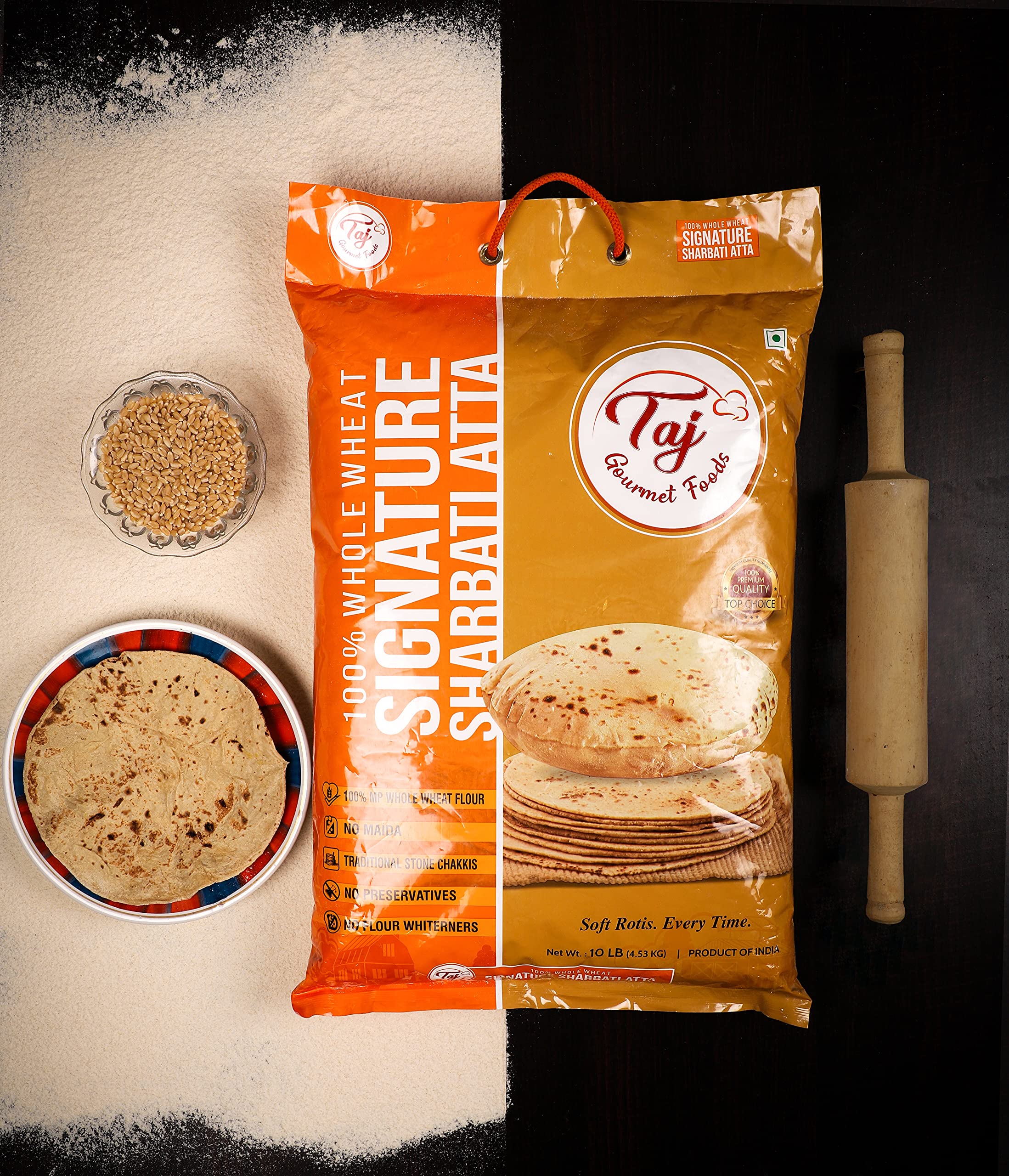 TAJ Gourmet Foods paratha on platter illustrating soft, golden finish