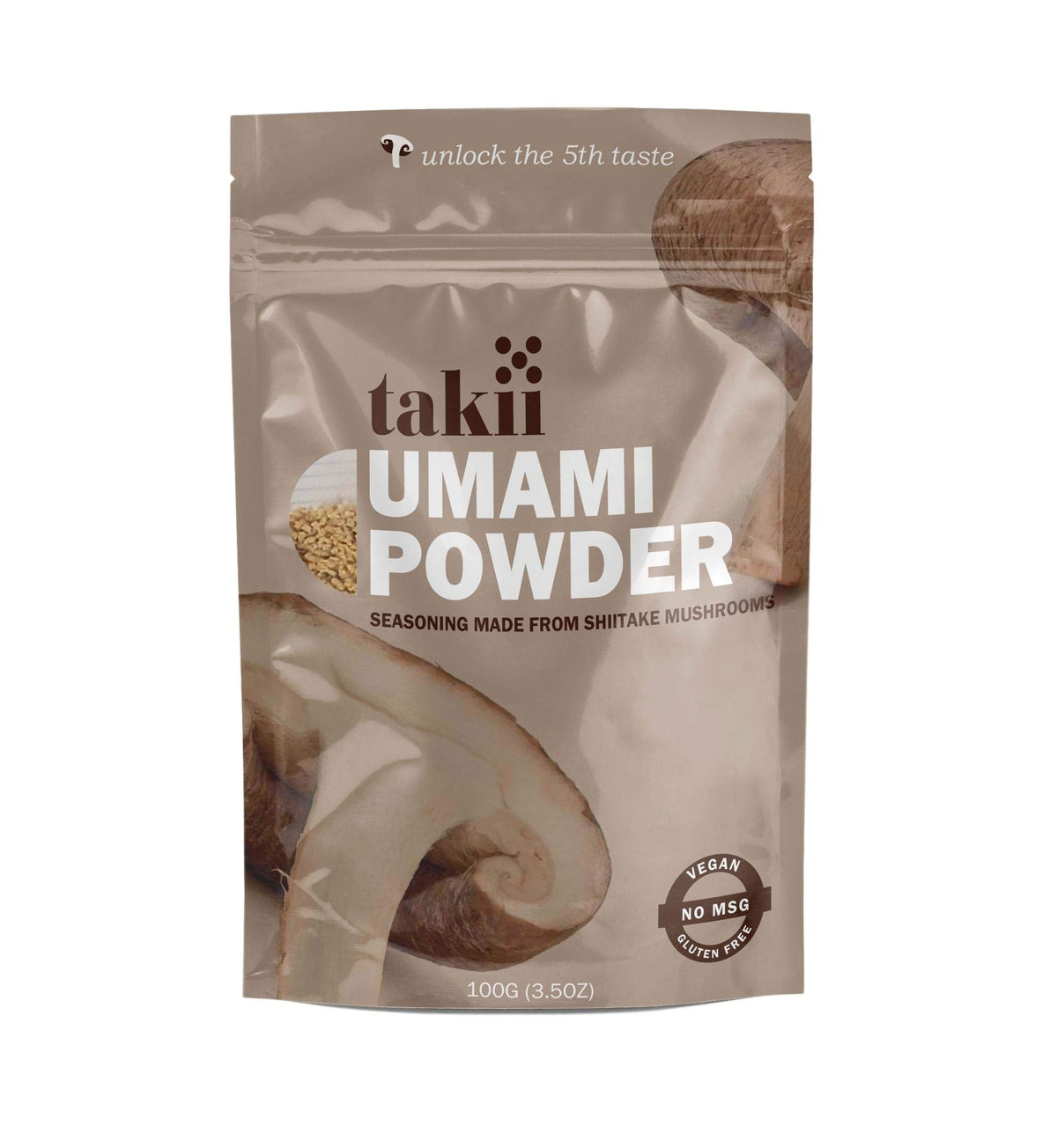 Takii front pouch showing packaging and convenient resealable benefit