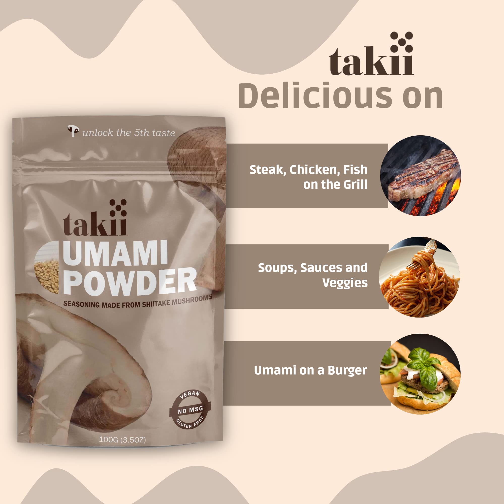 Takii shiitake powder close-up highlighting fine texture and concentrated flavor