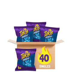 Takis blue heat front packaging showing brand and flavor, convenient multipack