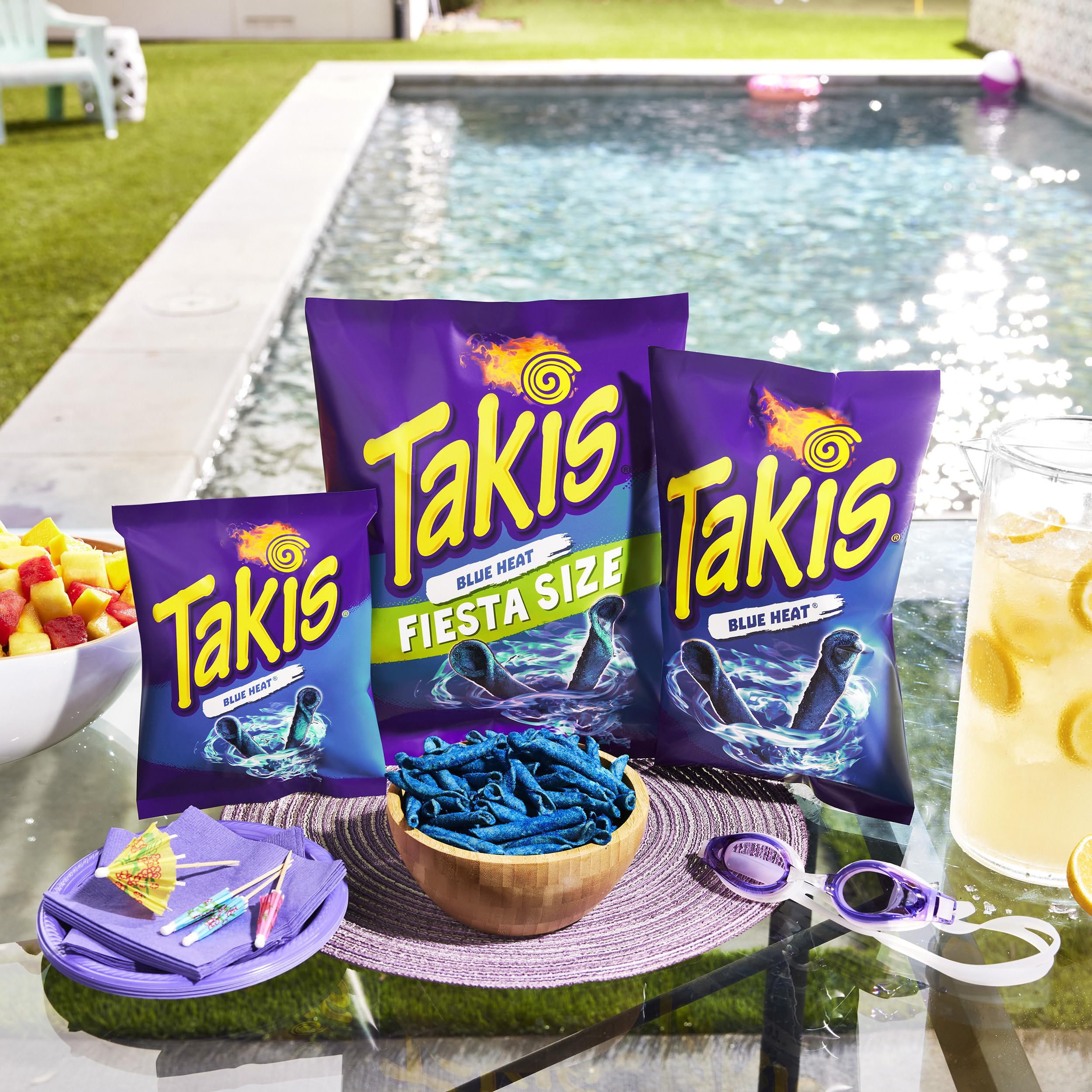 Takis blue heat rolls closeup showing crunchy spiral texture and heavy seasoning