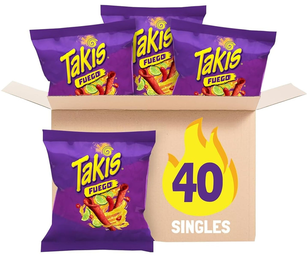 Takis front packaging showing bold branding and serving count, highlights shareable multipack benefit