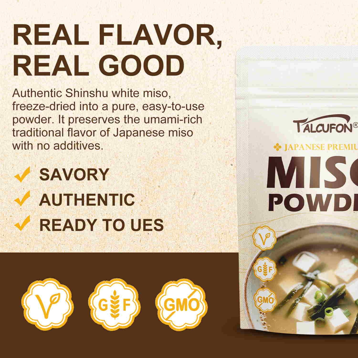 Talcufon miso powder dissolving in hot broth for quick umami