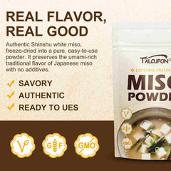 Talcufon miso powder dissolving in hot broth for quick umami