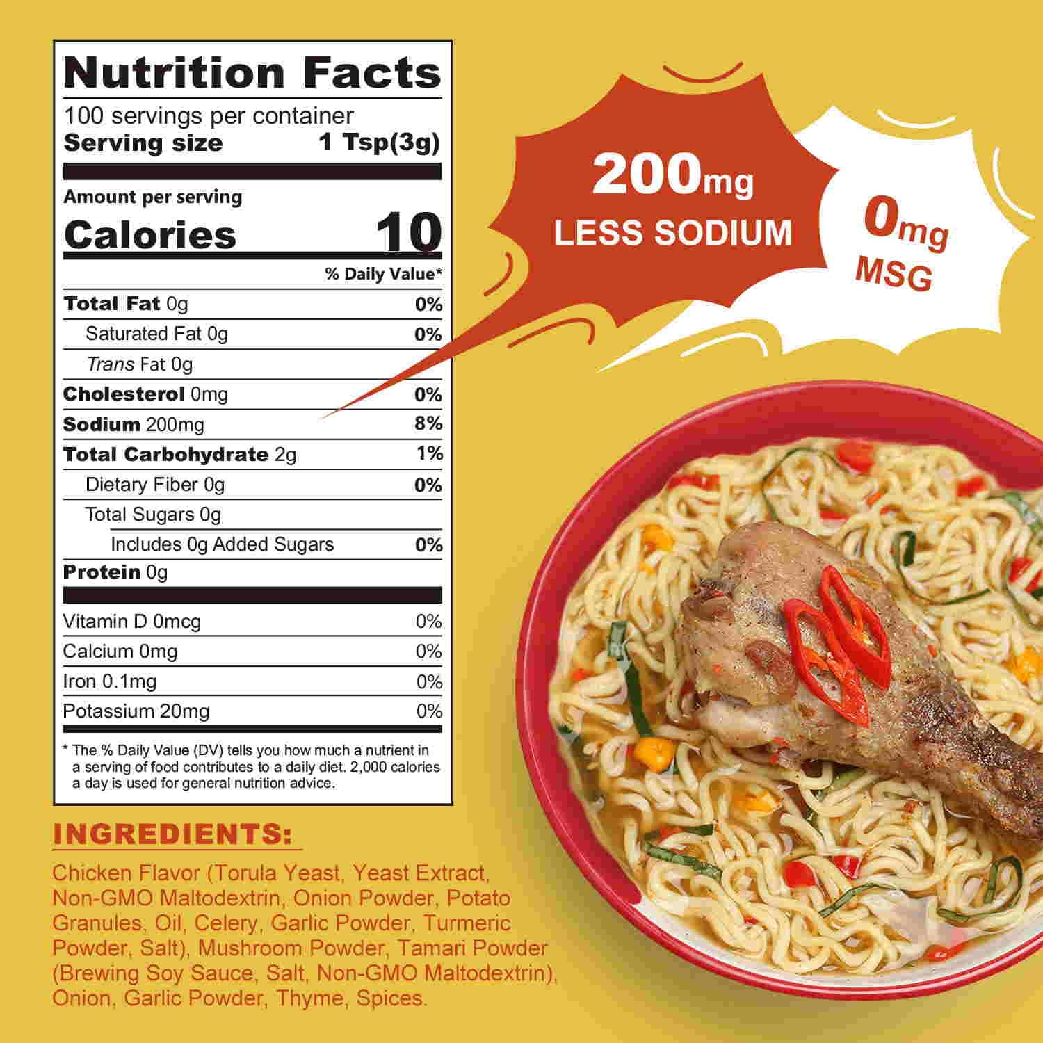 Talcufon spoon measurement with scale illustrating portion control and low-sodium benefit