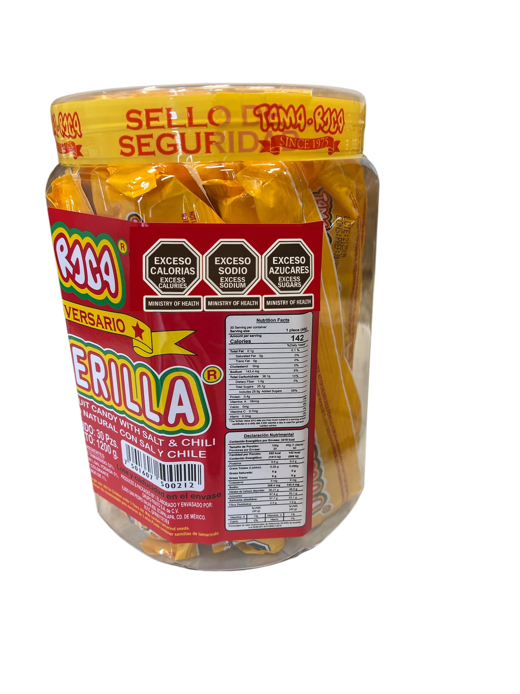 Tama-Roca close-up of chewy tamarind texture highlighting natural fruit pieces and chili specks for flavor
