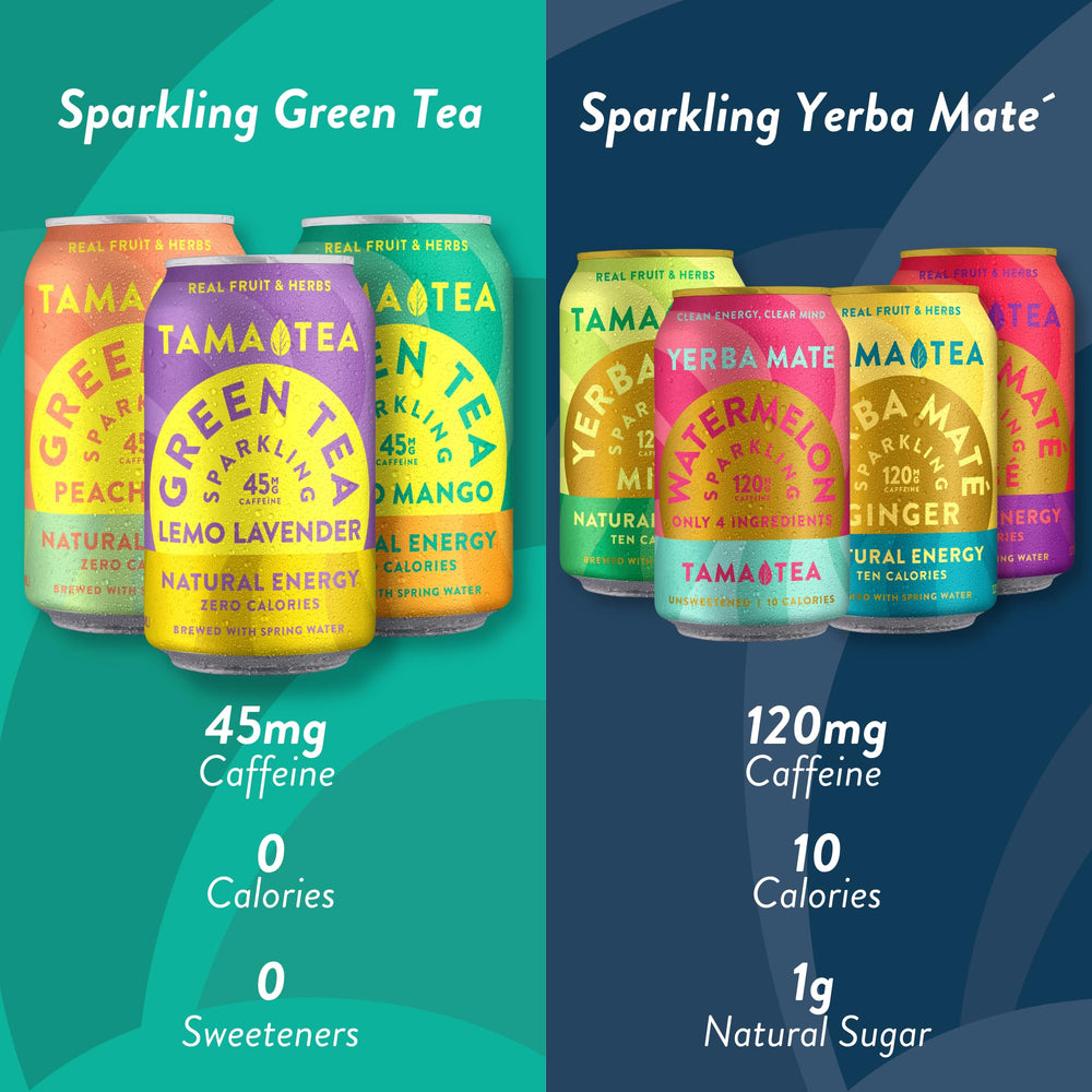 Tama Tea can in hand for size comparison and convenient on-the-go energy