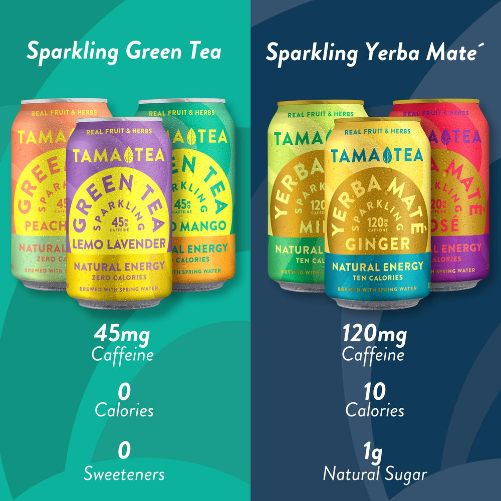 Tama Tea can in hand for scale showing portable 12 oz convenience