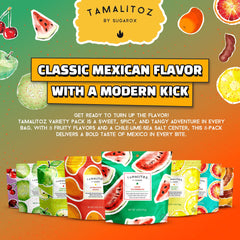 Tamalitoz candy closeup highlighting glossy fruit shells and inviting textures