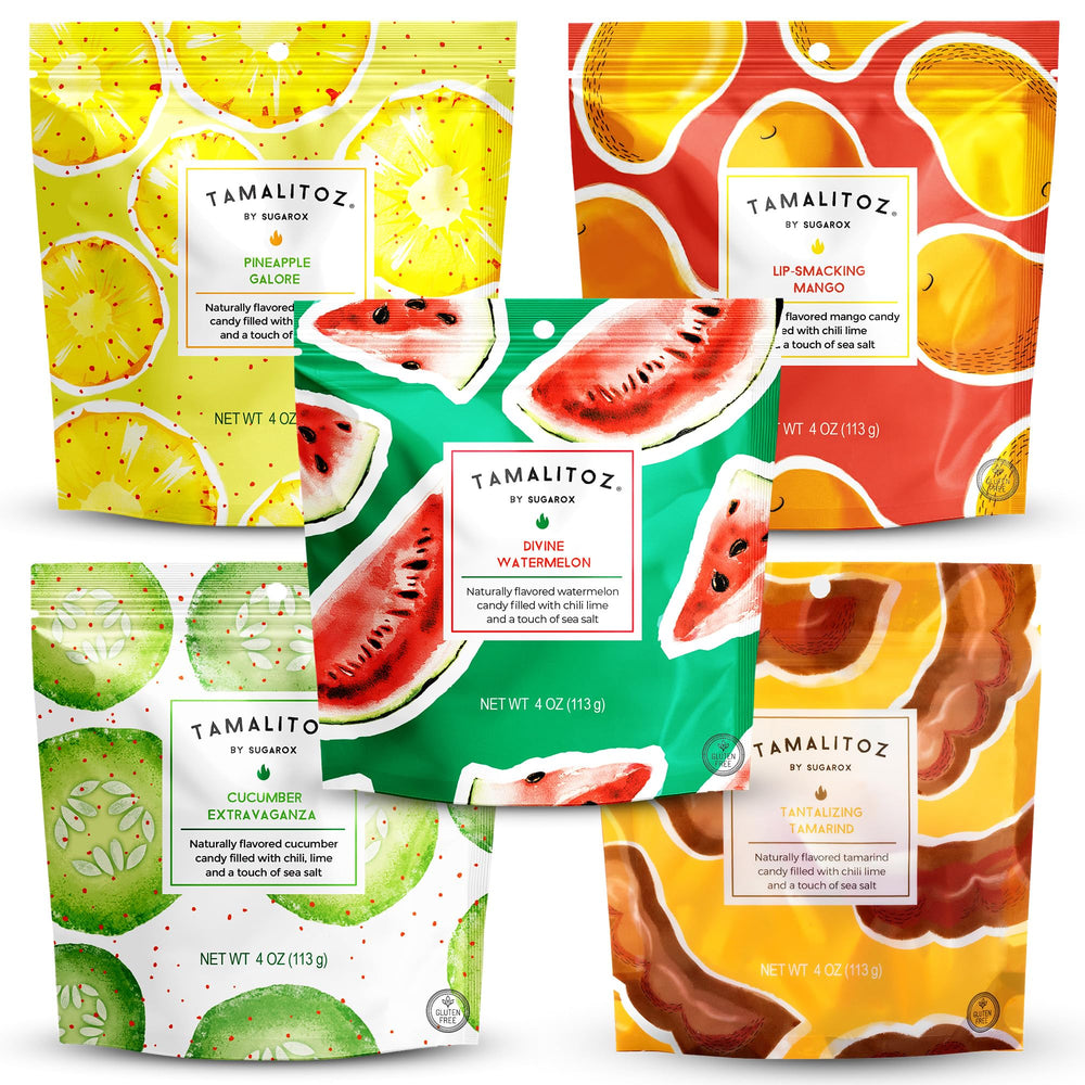Tamalitoz front packaging showing five 4oz bags and bold branding, great for gifting