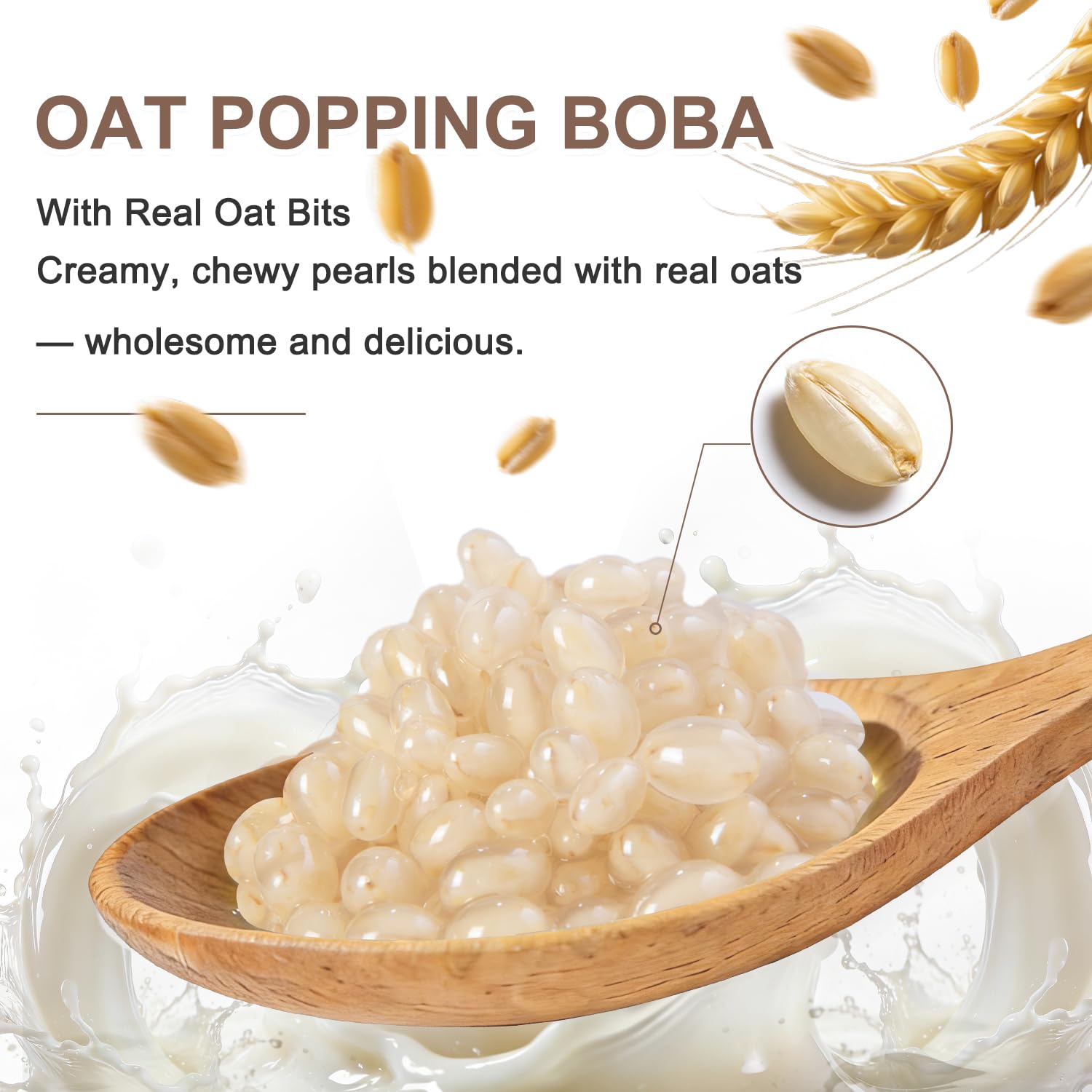 T&Tea pearls on a spoon ready to serve, adds texture and flavor to desserts
