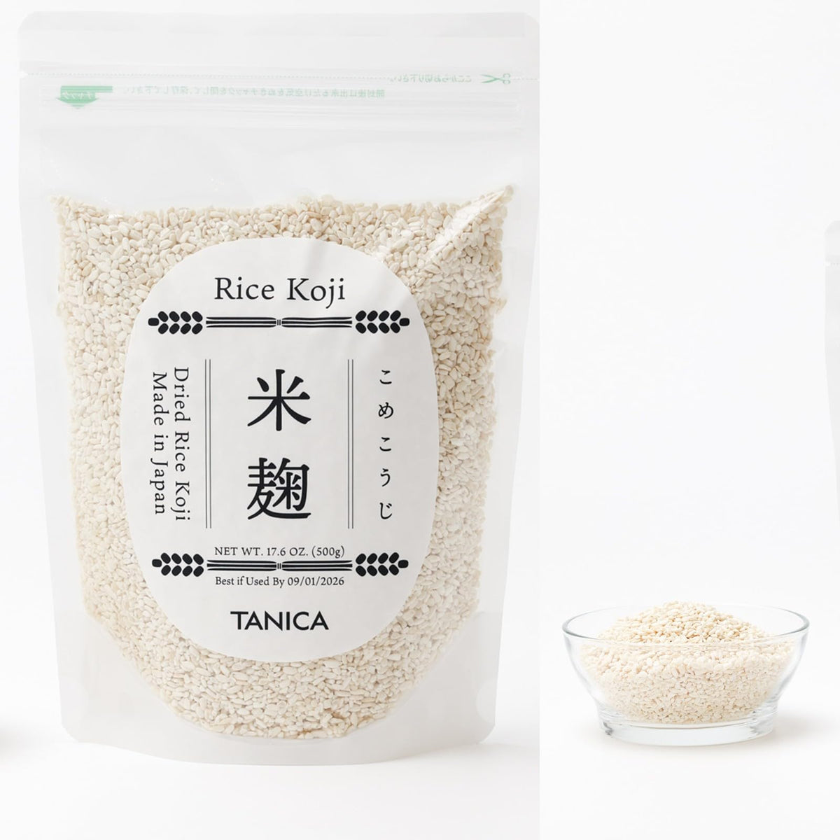 TANICA front packaging showing 500g bag and resealable seal, ensures freshness