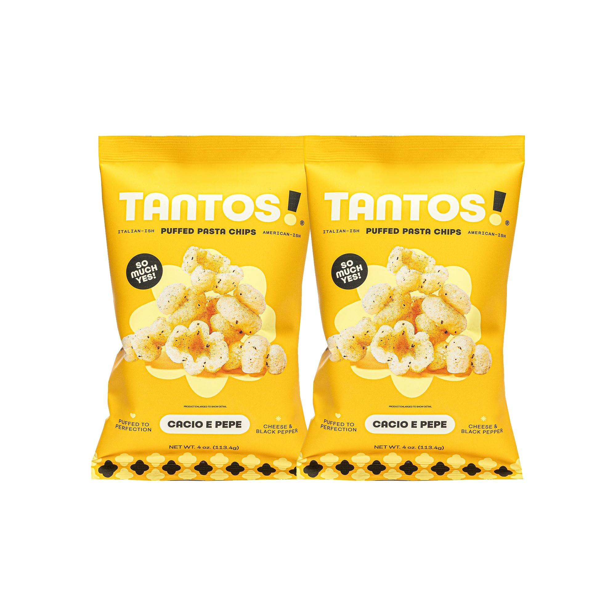 Tantos front packaging showing two 4 oz bags and bold flavor benefit