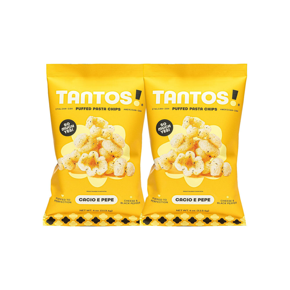 Tantos front packaging showing two 4 oz bags and bold flavor benefit