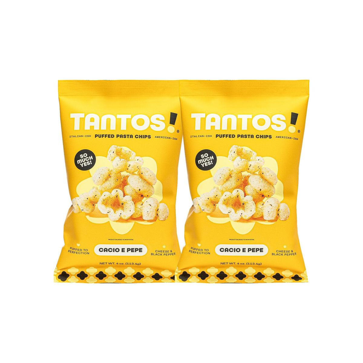 Tantos front packaging showing two 4 oz bags and bold flavor benefit