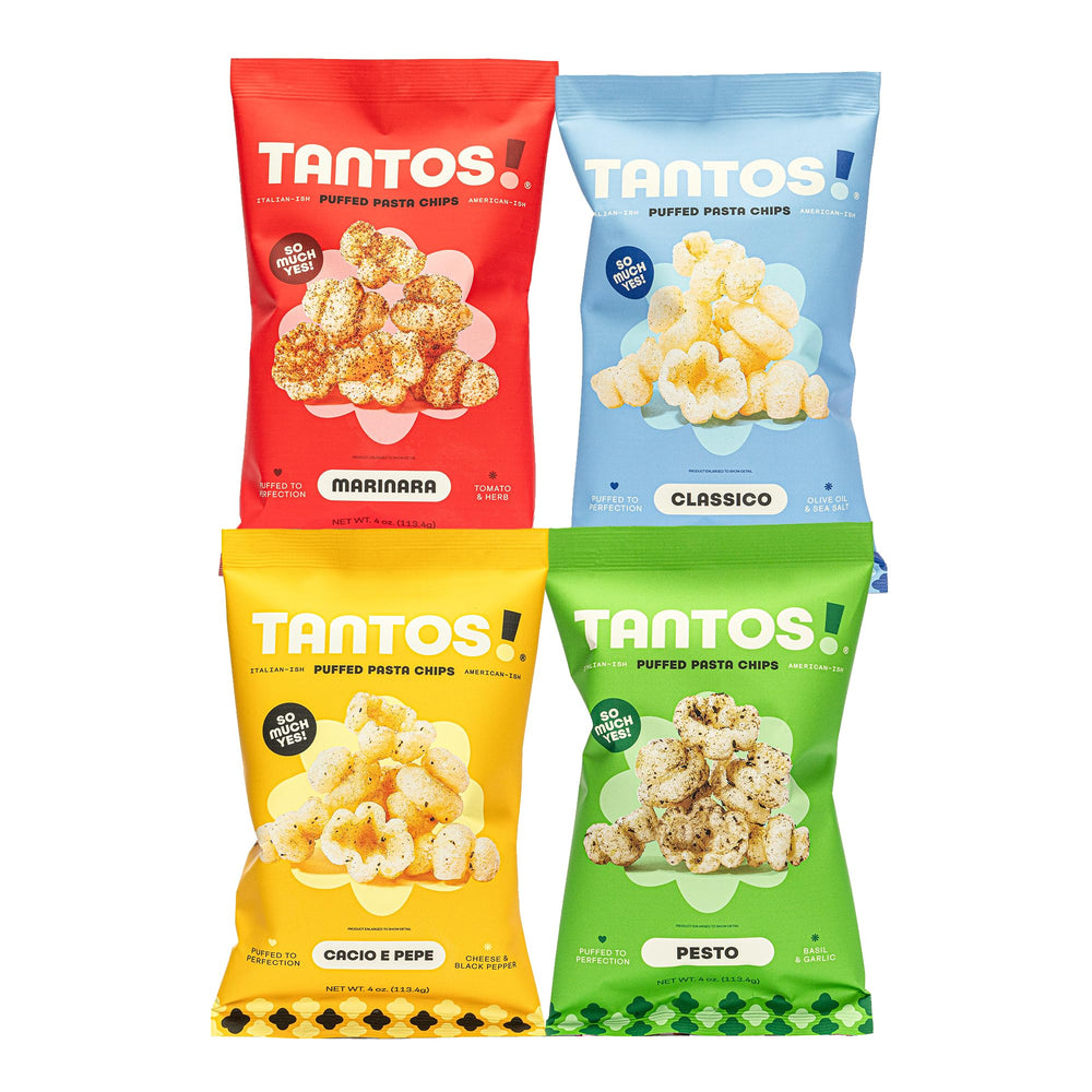 Tantos puffed pasta close up texture revealing airy crunch and satisfying bite