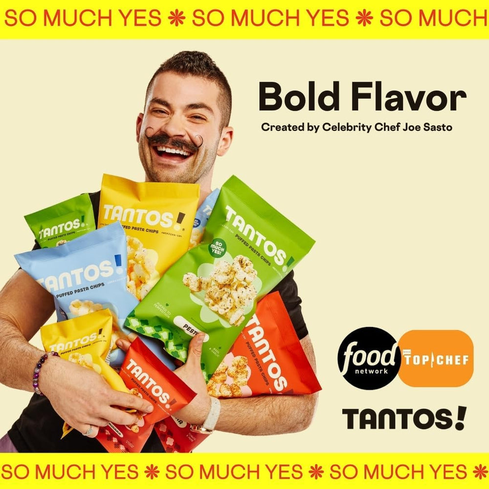 Tantos bag beside a hand demonstrating portion size convenience