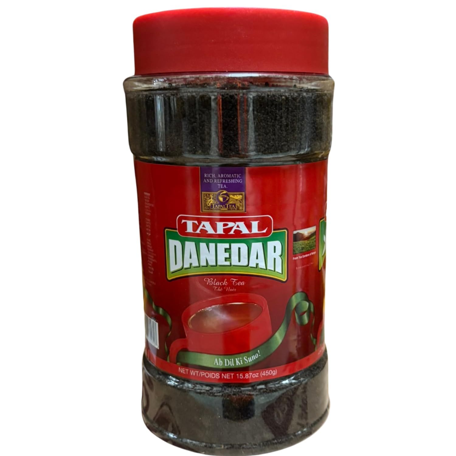 Tapal jar front view showing label and resealable lid for freshness