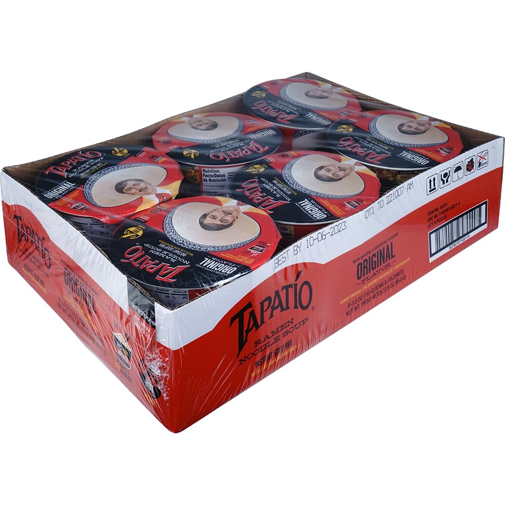 Tapatío front packaging showing big bowl and bold branding for quick meals
