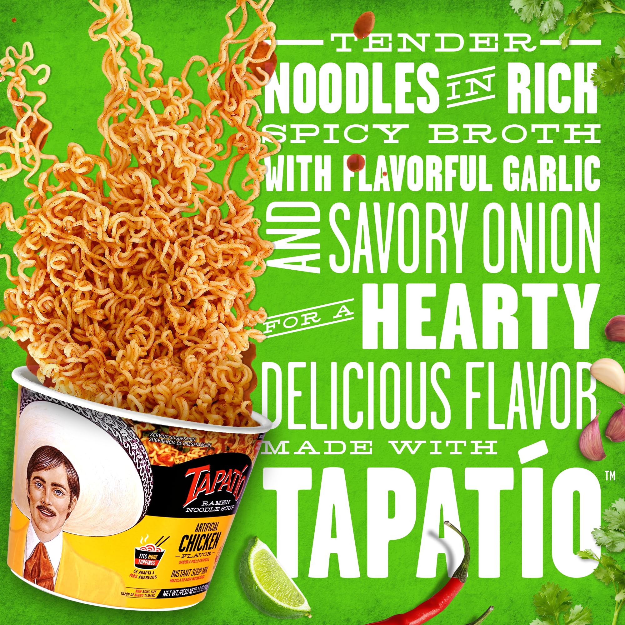 Close-up of Tapatío ramen noodles showing chewy texture for satisfying bite