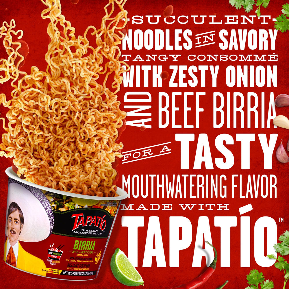 Tapatío ramen close-up of chewy noodle texture highlighting satisfying bite and mouthfeel