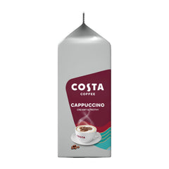 Tassimo Costa Cappuccino single T DISC close-up showing barcode and pod design for quick brewing