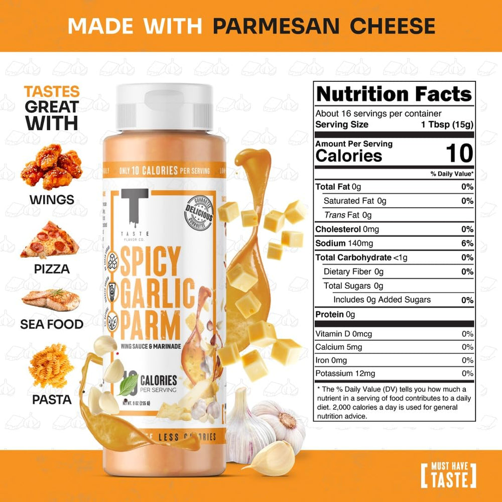 Taste Flavor Co. label close-up highlighting ingredients and no-oil benefit