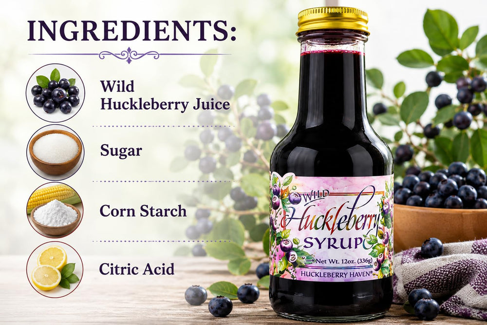Taste the Wilderness syrup pouring over pancakes adding bold berry flavor