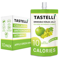 Tastelli front packaging showing apple green grape flavor and benefits