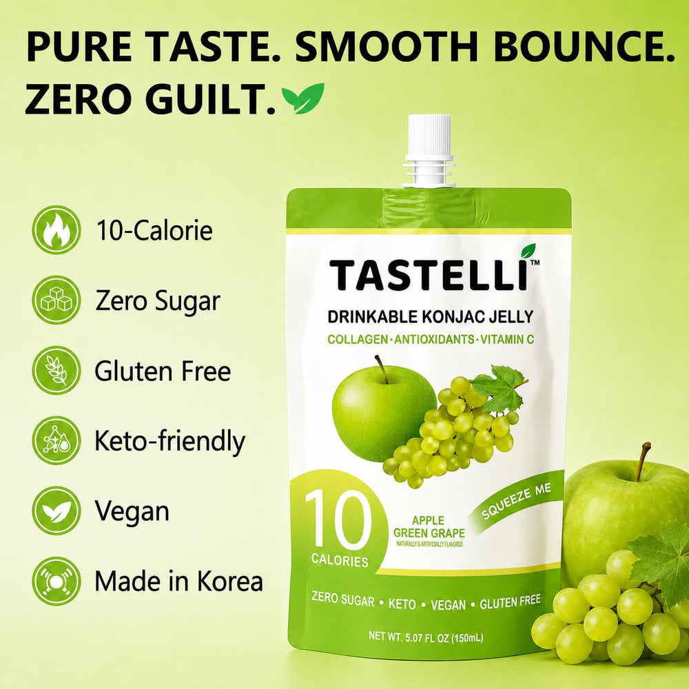 Tastelli ingredient label emphasizing collagen and vitamin C blend