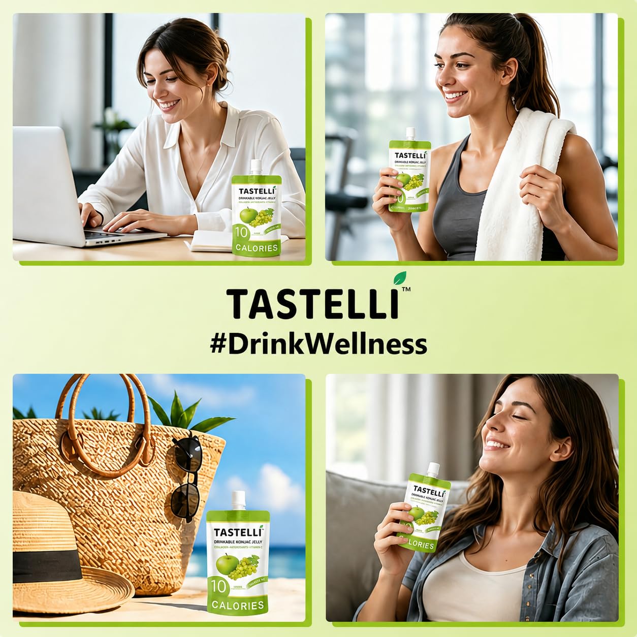 Tastelli pouch inside a travel bag illustrating convenient snack option
