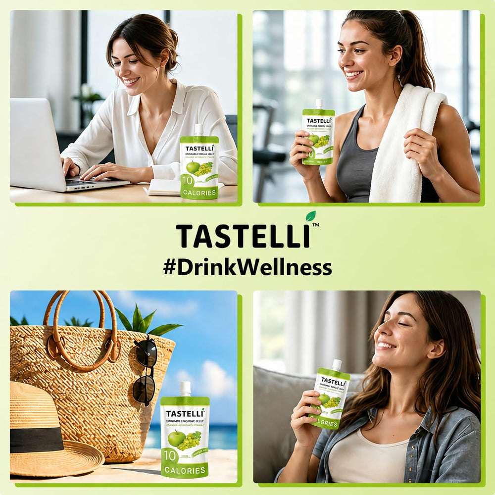 Tastelli pouch inside a travel bag illustrating convenient snack option