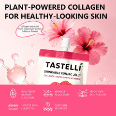 Tastelli open pouch showing drinkable jelly pouring for easy consumption