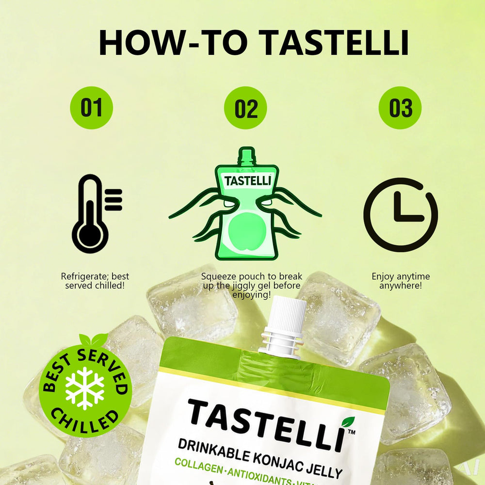 Tastelli pouch held in hand to show size and easy portion control