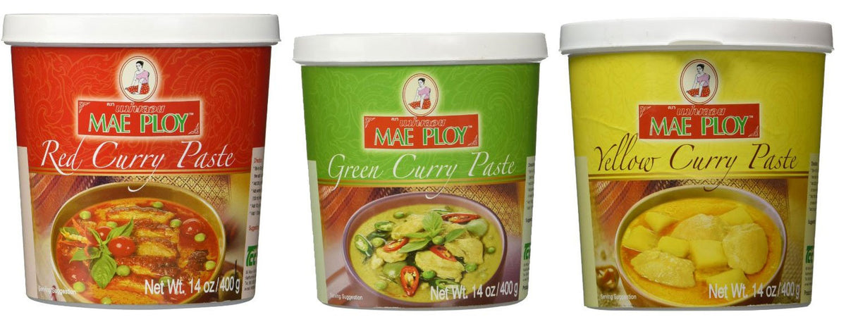 TastePadThai Mae Ploy three-jar front packaging showing product variety and gift appeal