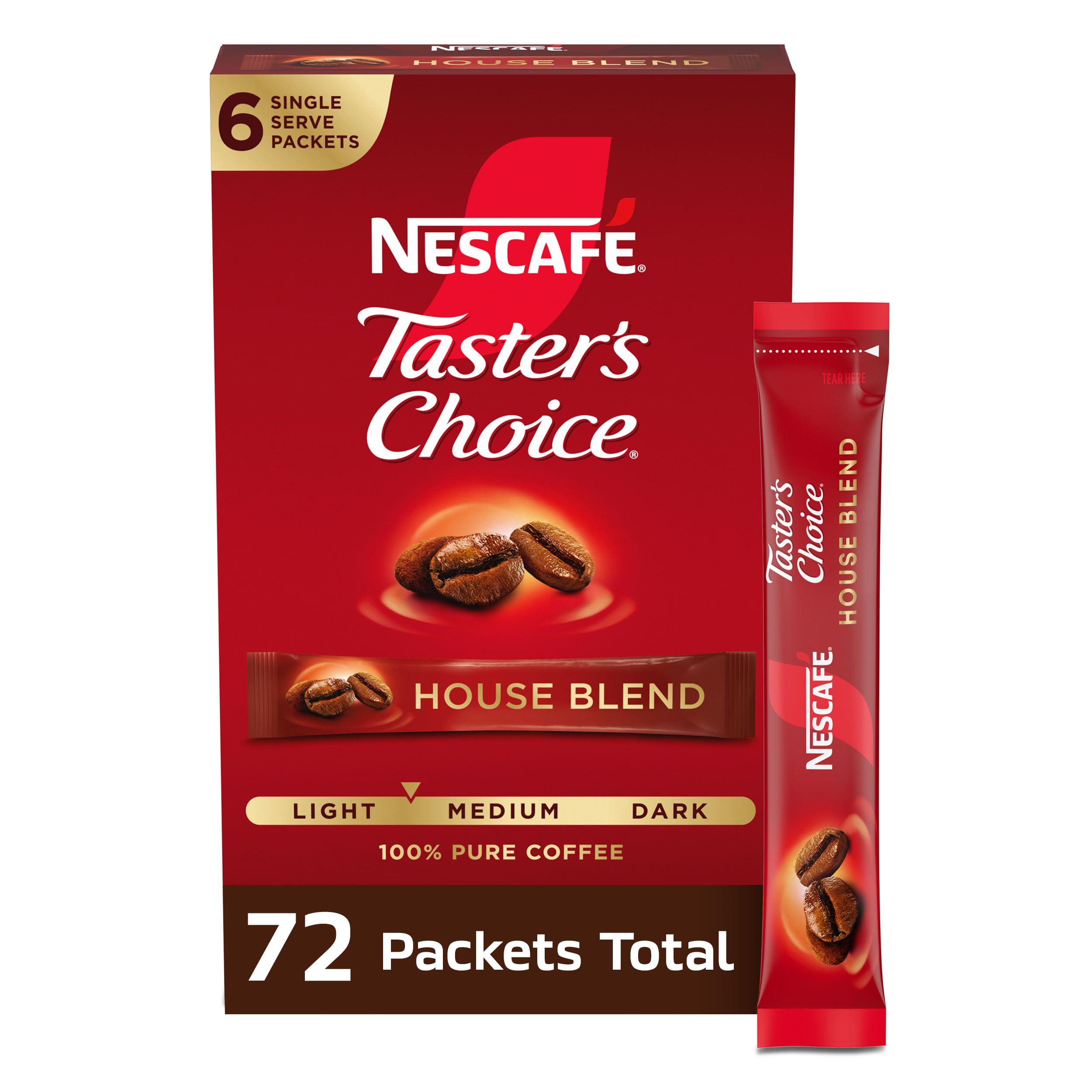 NESCAFÉ Taster's Choice front packaging showing box design and convenience