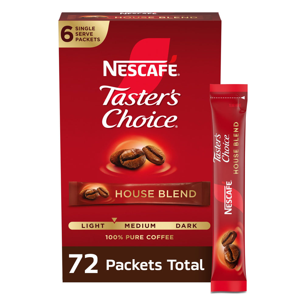 NESCAFÉ Taster's Choice front packaging showing box design and convenience