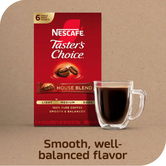 NESCAFÉ Taster's Choice pouring hot water into mug showing fast preparation