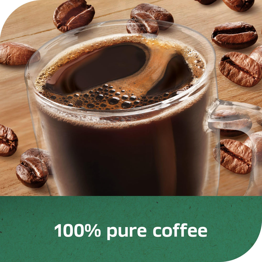 Taster's Choice decaf jar label close-up showing ingredient and decaffeination details