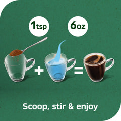 Taster's Choice decaf being poured into hot water for rapid, consistent cup preparation