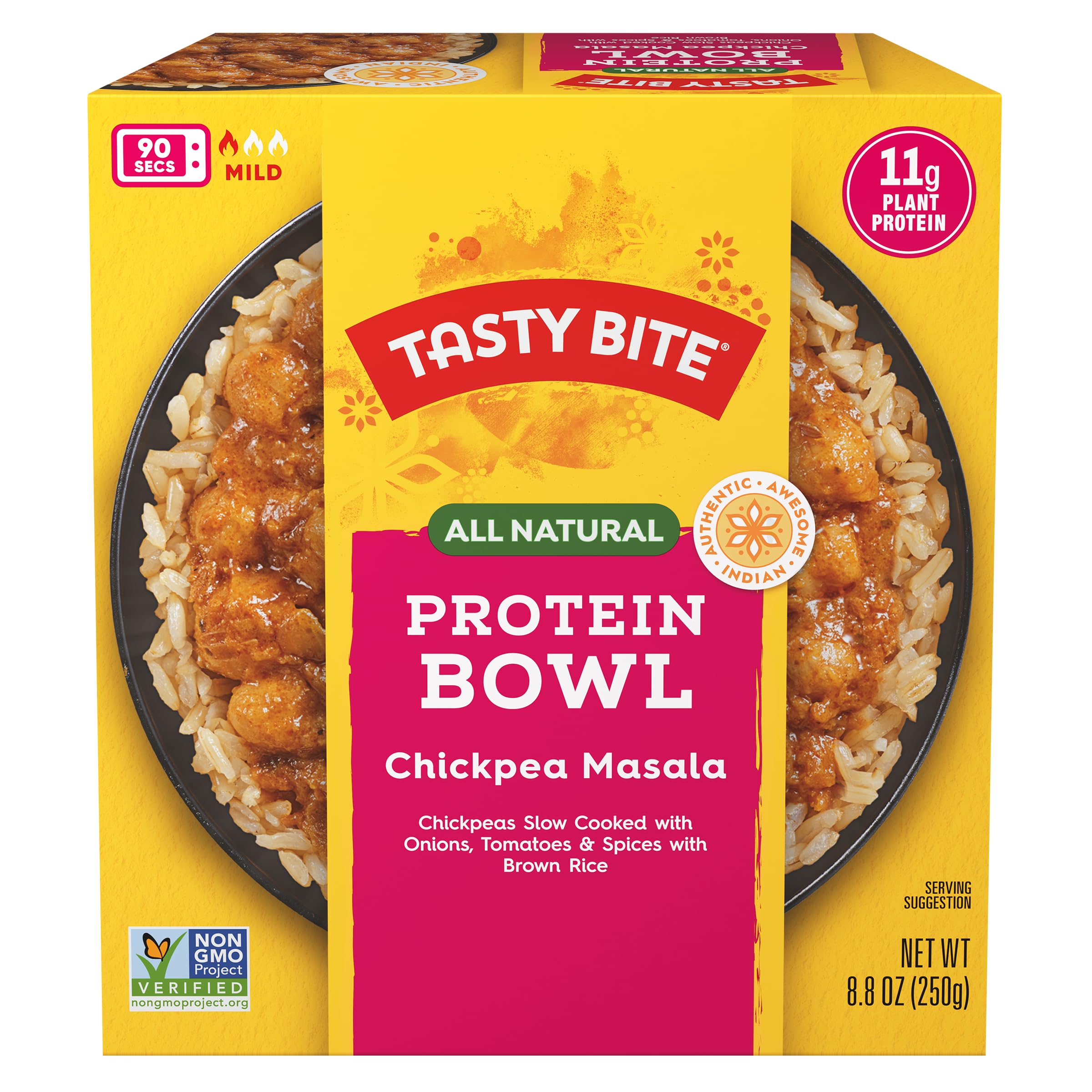 TASTY BITE served with naan and salad, convenient ready-to-eat dinner idea