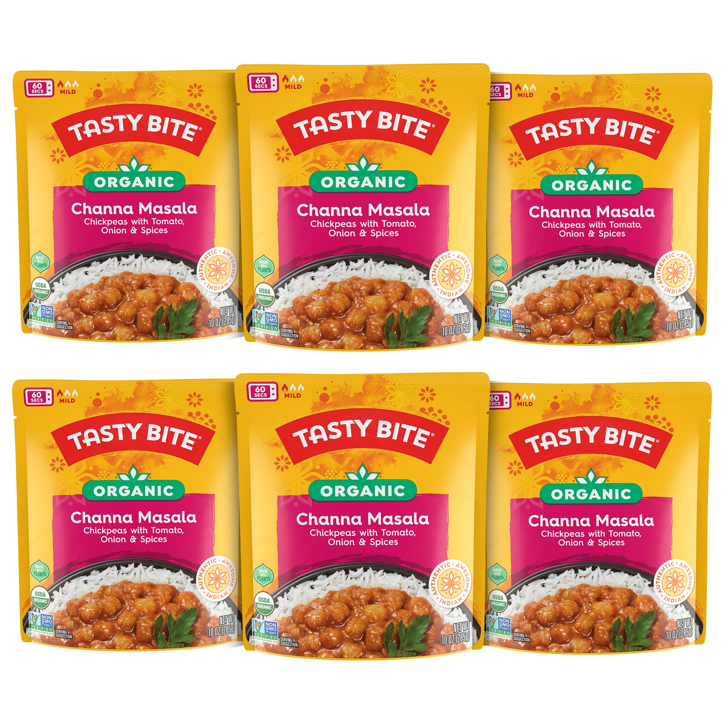 TASTY BITE front packaging showing organic channa masala and brand