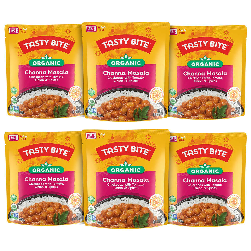 TASTY BITE front packaging showing organic channa masala and brand