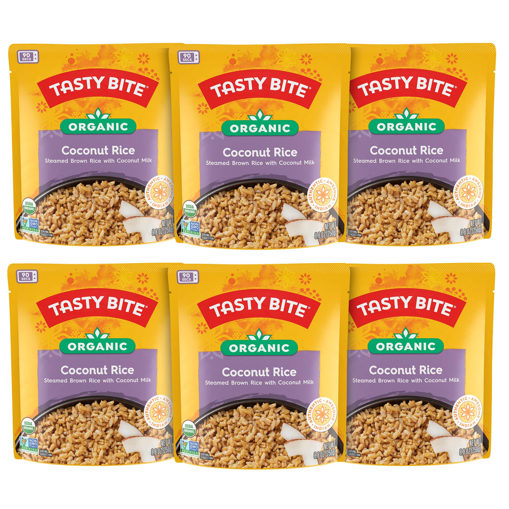 TASTY BITE front packaging showing organic coconut rice and benefits